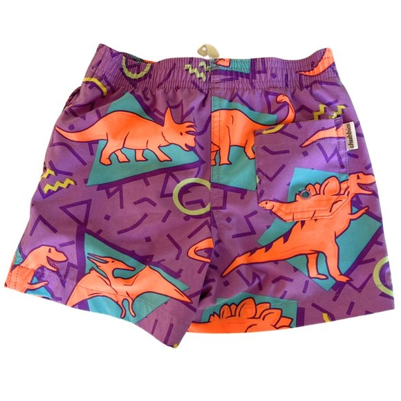 Chubbies Purple and Orange Dinosaur Kids Swim Trunks - Picture 2 of 2